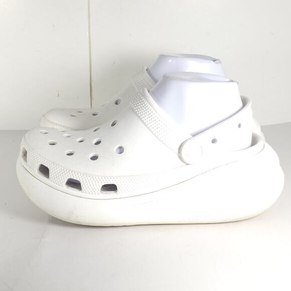 Crocs Women's Mega Crush US7 Triple White Platform Wedge Classic Clogs Sandals - Picture 2 of 16